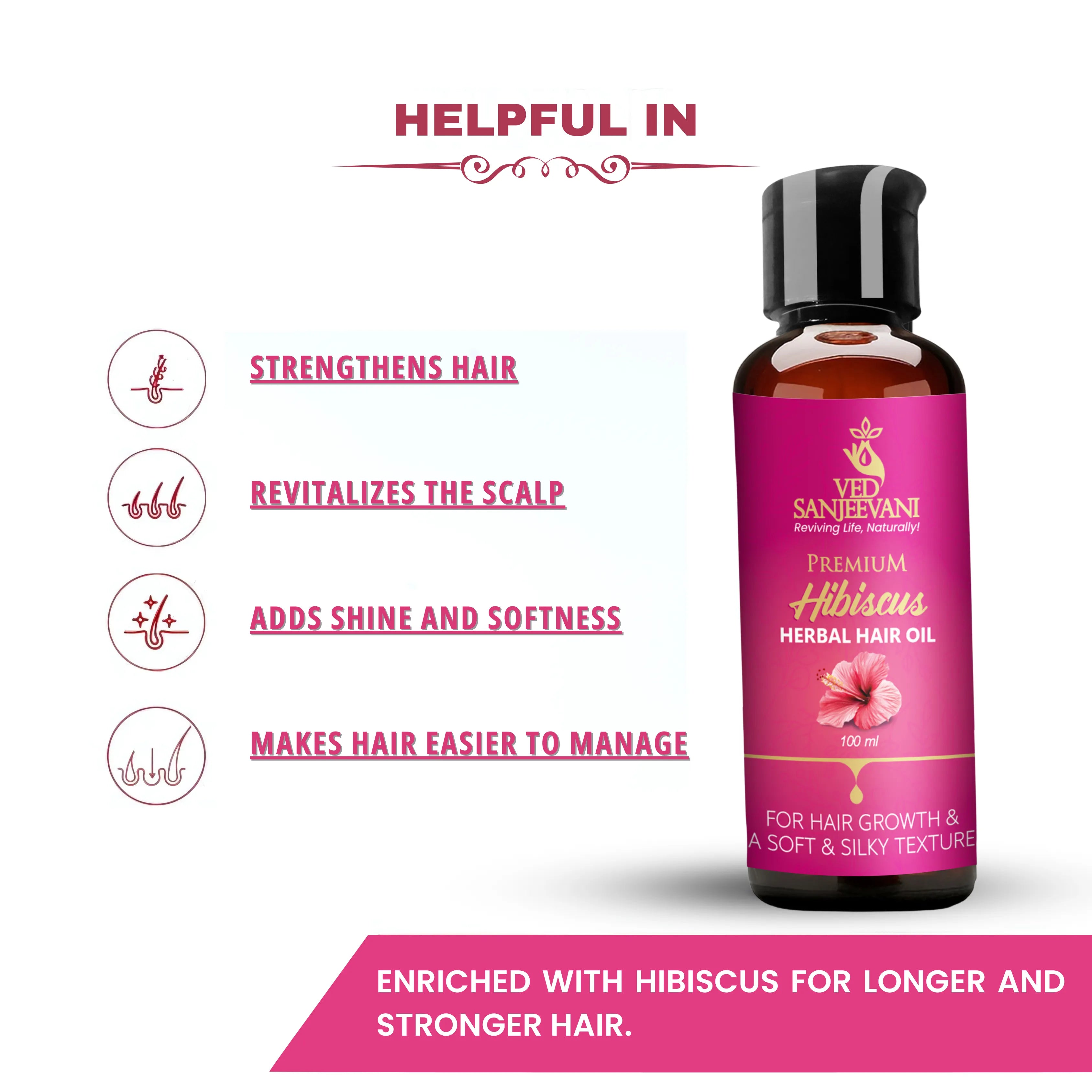 Hibiscus Herbal Hair Oil – Ayurvedic hair oil for deep nourishment, hair growth, and scalp health