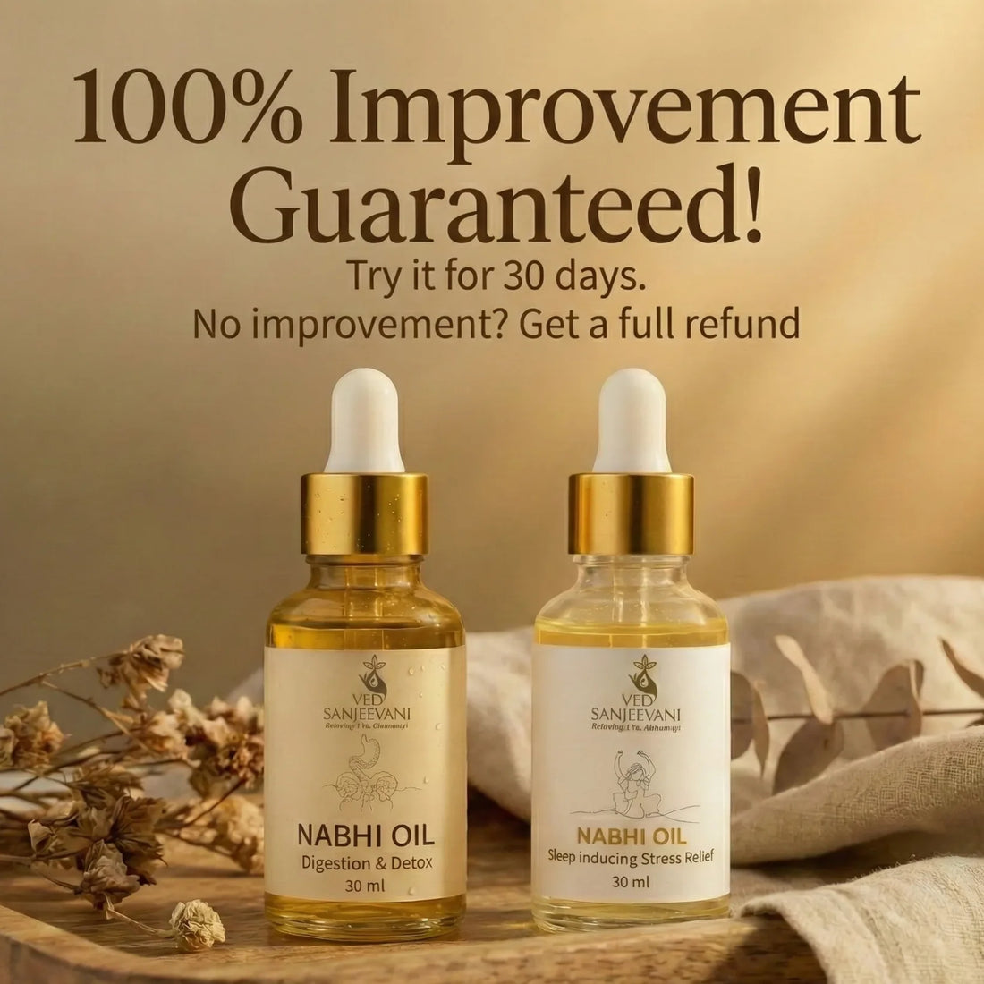 Ved Sanjeevani 30-Day Digestion Detox &amp; Sleep Inducing Nabhi Wellness Program | Ayurvedic Nabhi Oil Combo - Ved Sanjeevani Ayurvedic Product