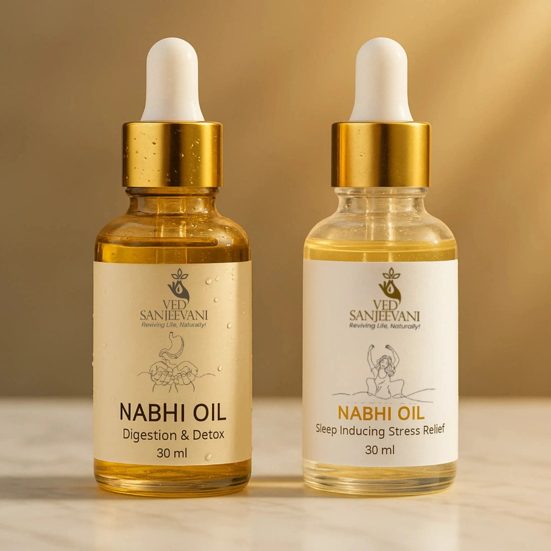 COMBO of Digestion Detox &amp; Sleep Inducing– Ayurvedic Nabhi Oils for Digestive Wellness &amp; Relaxation - Ved Sanjeevani Ayurvedic Product