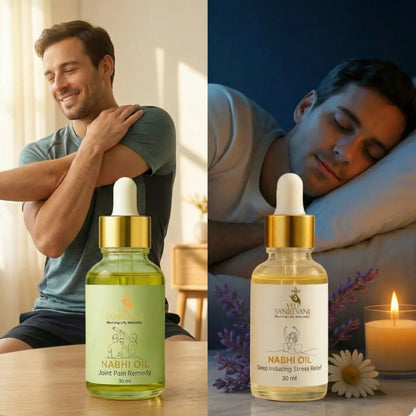 COMBO of Sleep Inducing &amp; Joint Pain Relief – Ayurvedic Nabhi Oils for Restful Sleep, Calm &amp; Joint Support - How to Use Nabhi Oil Application Guide